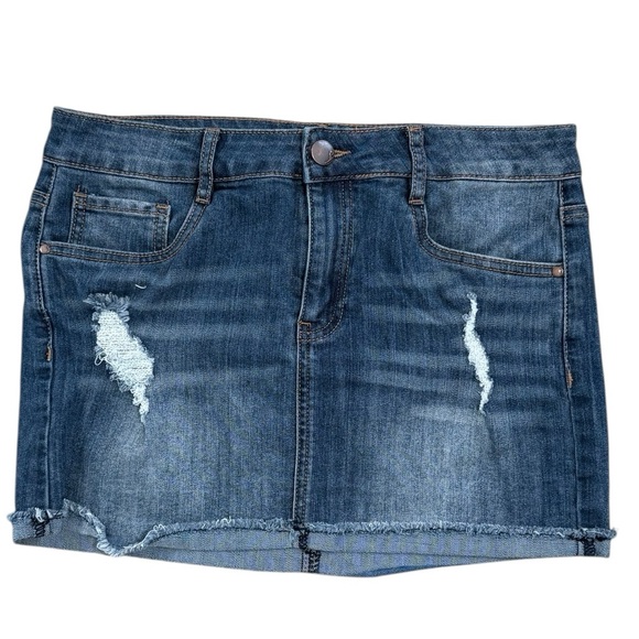 Dollhouse Dresses & Skirts - Dollhouse Distressed Denim Jean Mini Skirt